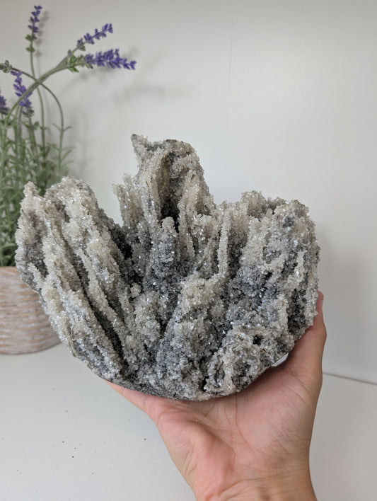 Black Chalcedony with Sugary Stilbite Specimen from Bhopal, India