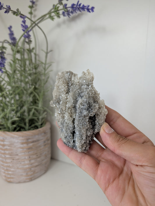 Black Chalcedony with Sugary Stilbite Specimen from Bhopal, India