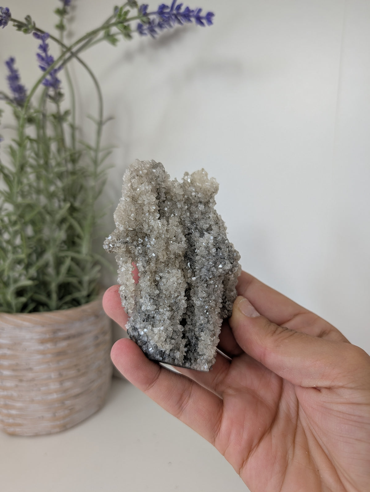 Black Chalcedony with Sugary Stilbite Specimen from Bhopal, India