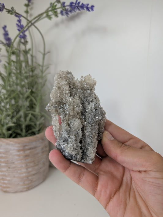 Black Chalcedony with Sugary Stilbite Specimen from Bhopal, India