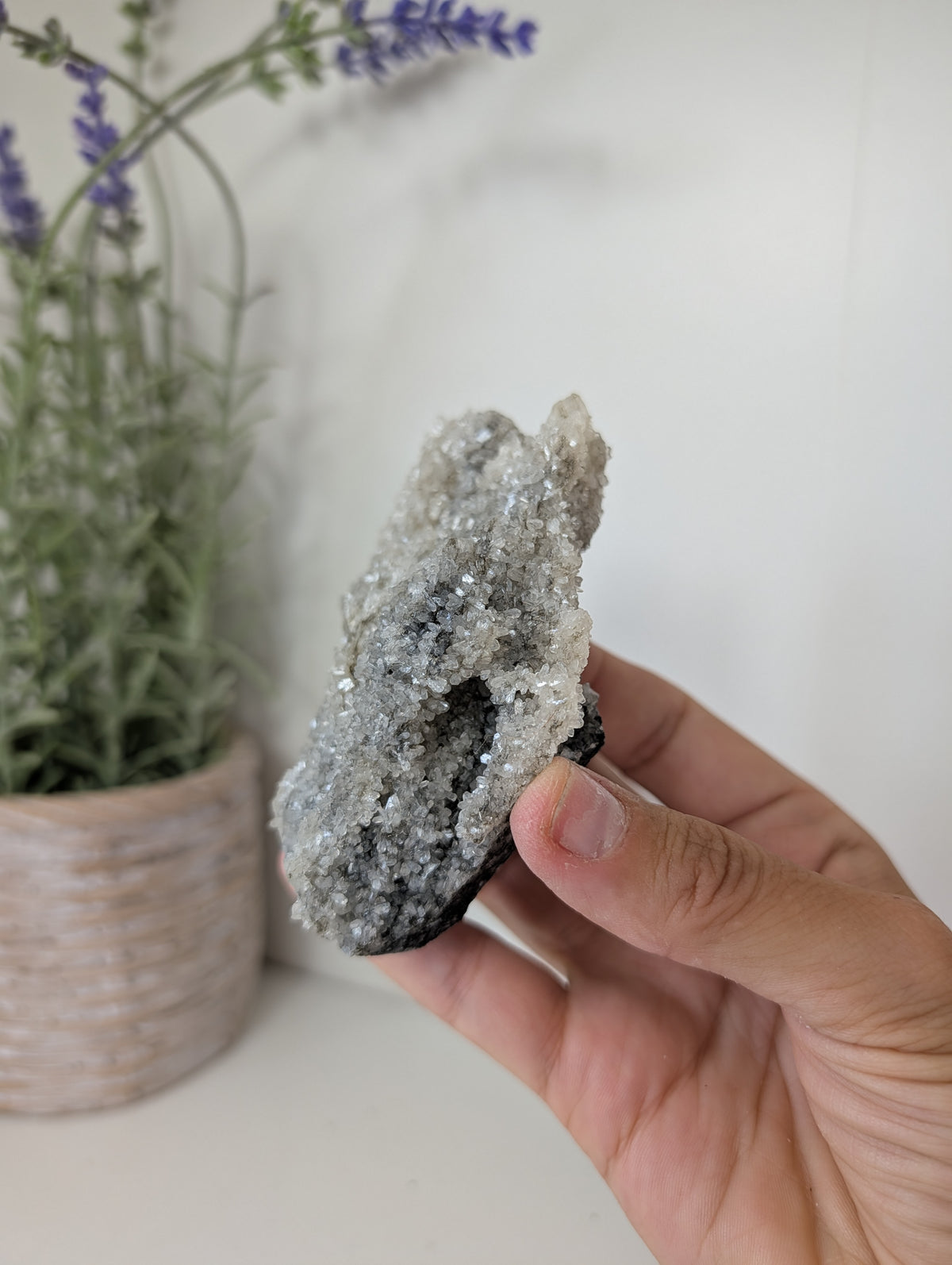 Black Chalcedony with Sugary Stilbite Specimen from Bhopal, India