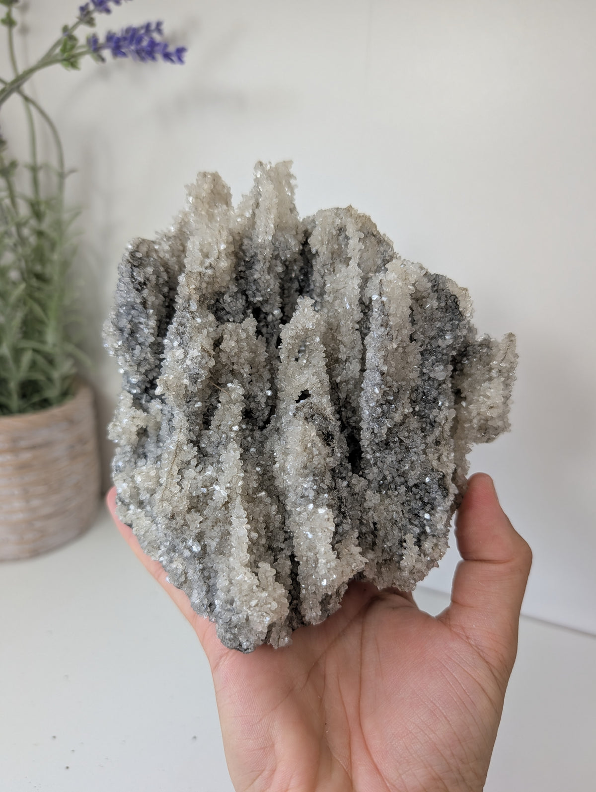 Black Chalcedony with Sugary Stilbite Specimen from Bhopal, India