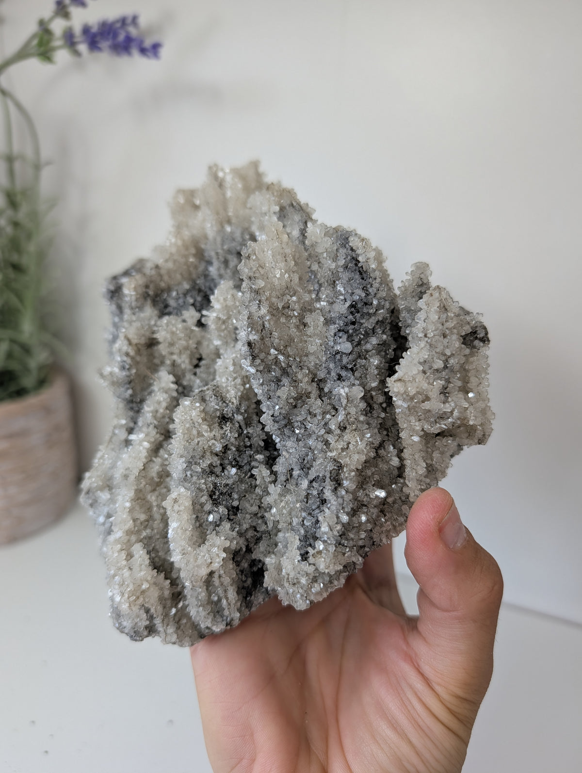 Black Chalcedony with Sugary Stilbite Specimen from Bhopal, India