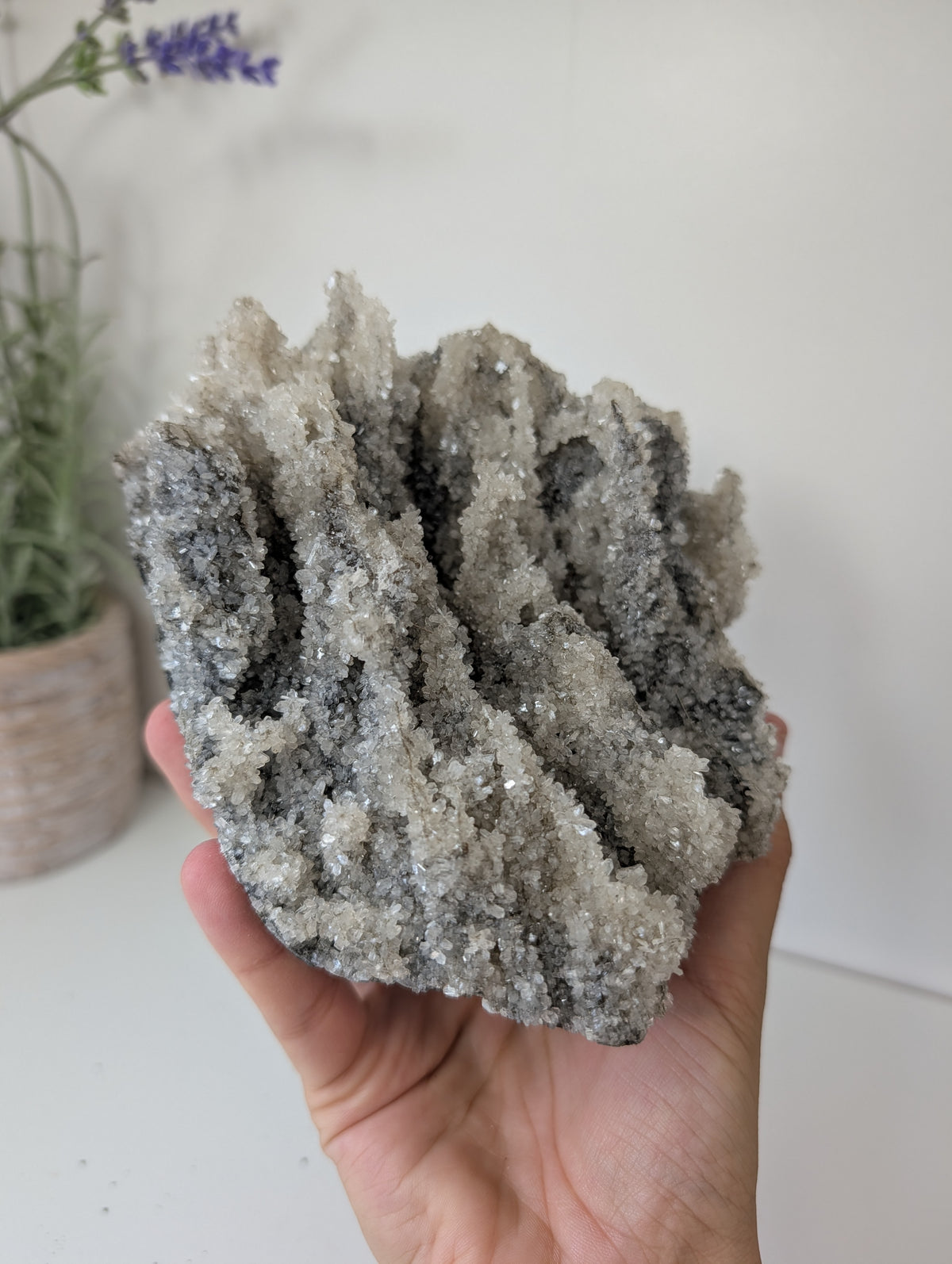 Black Chalcedony with Sugary Stilbite Specimen from Bhopal, India