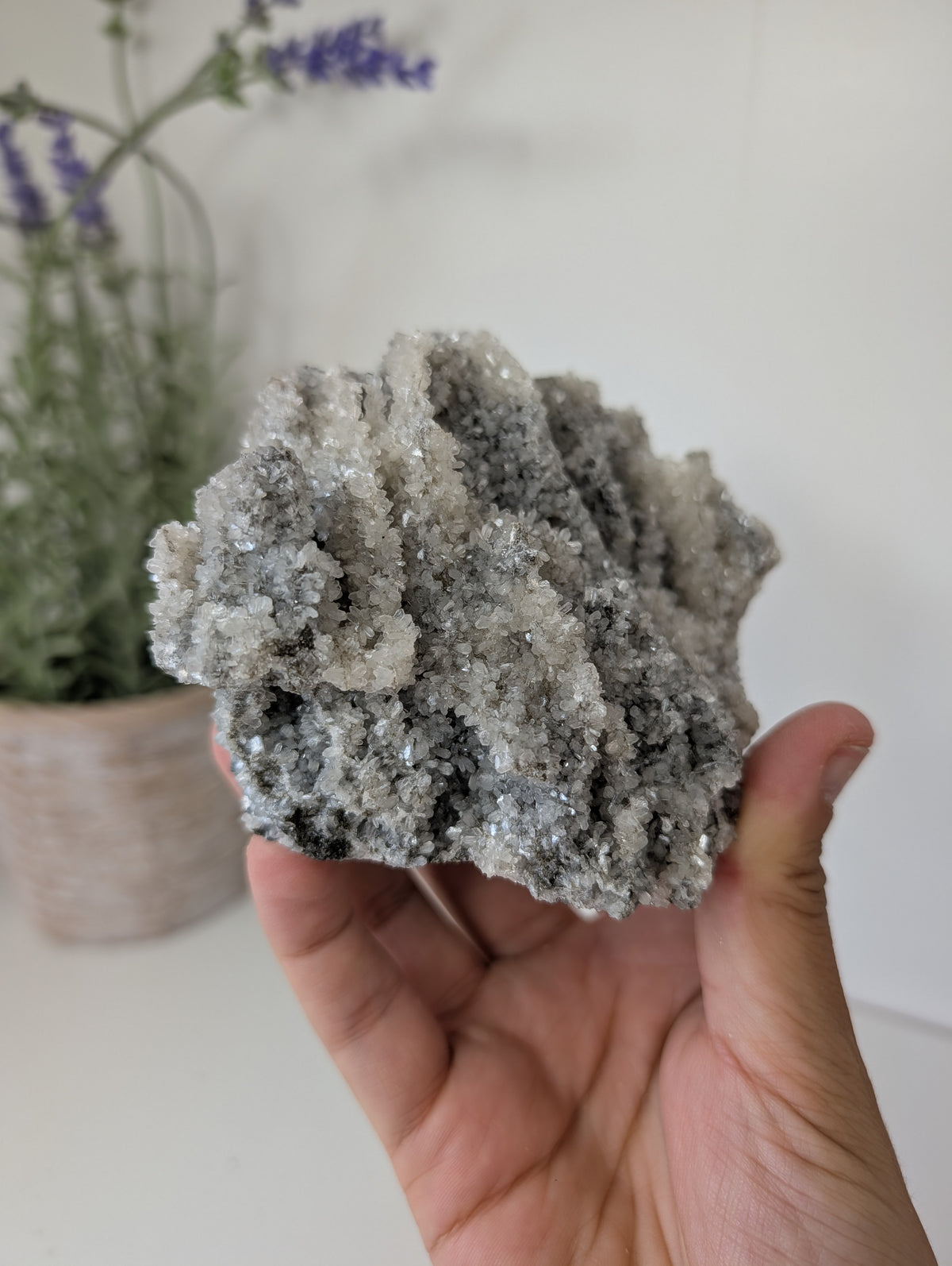 Black Chalcedony with Sugary Stilbite Specimen from Bhopal, India