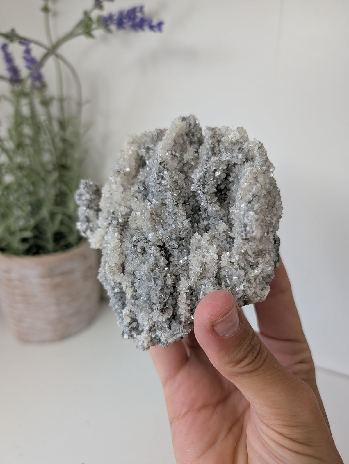 Black Chalcedony with Sugary Stilbite Specimen from Bhopal, India