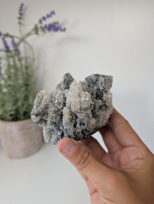 Black Chalcedony with Sugary Stilbite Specimen from Bhopal, India