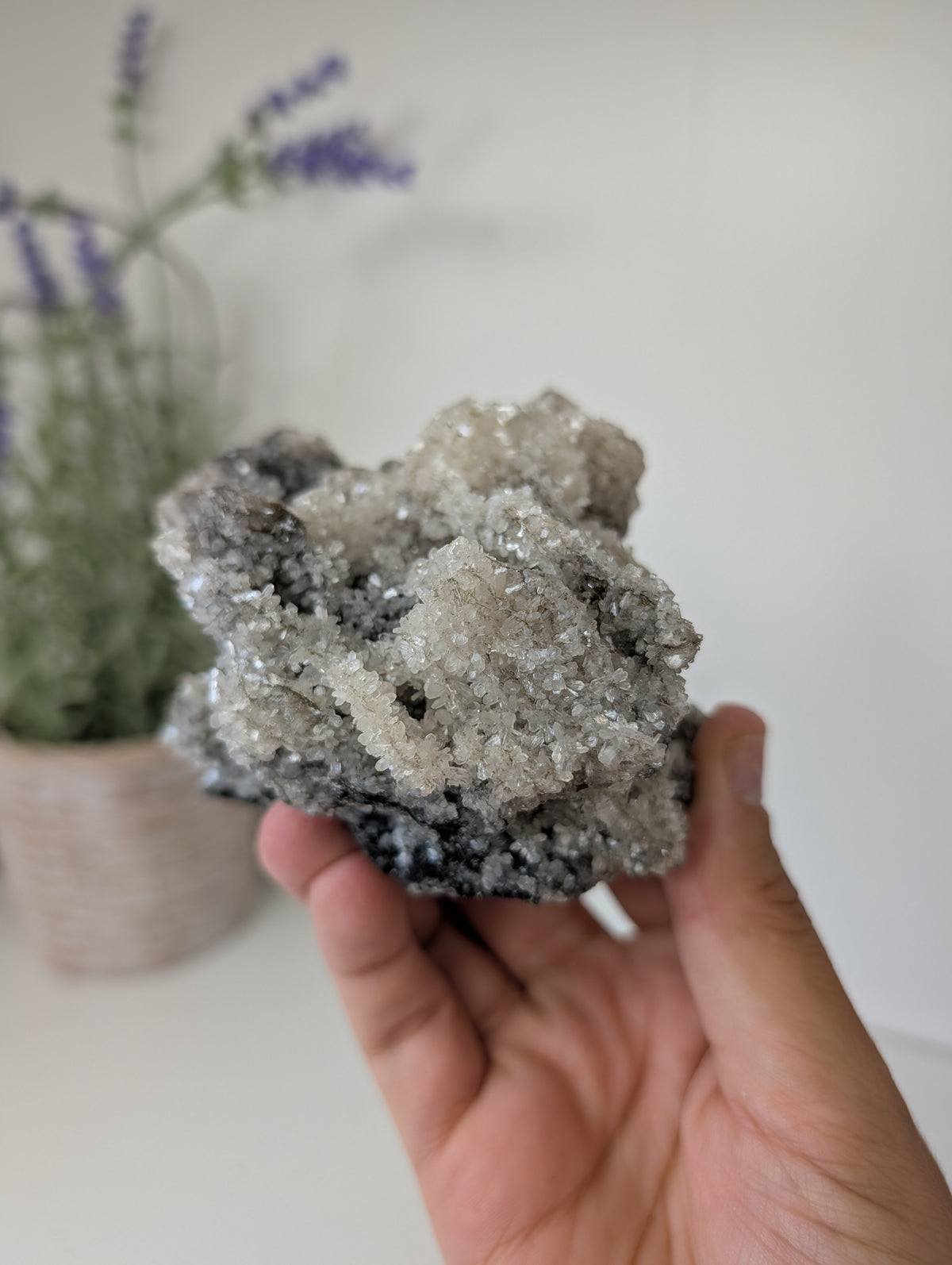Black Chalcedony with Sugary Stilbite Specimen from Bhopal, India