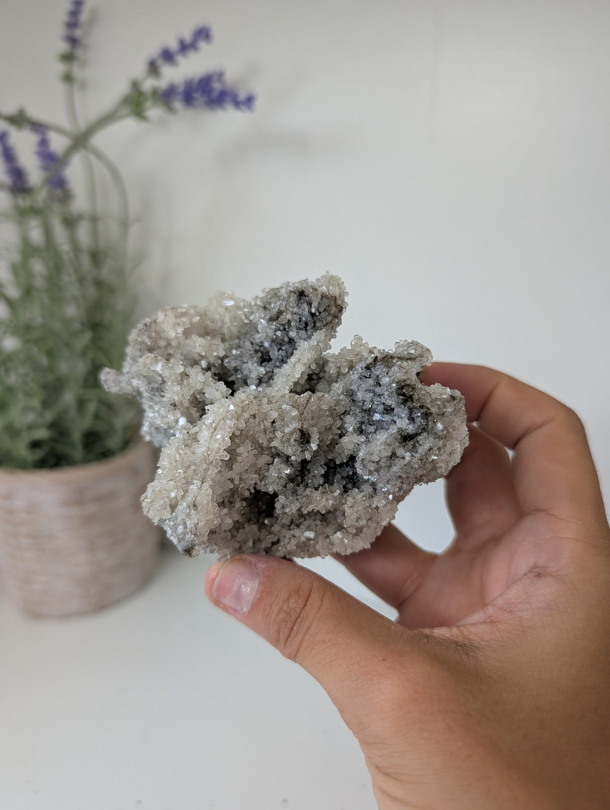 Black Chalcedony with Sugary Stilbite Specimen from Bhopal, India