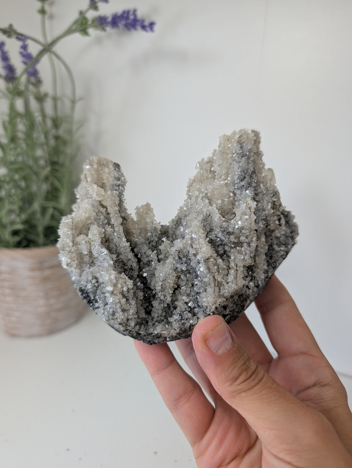 Black Chalcedony with Sugary Stilbite Specimen from Bhopal, India
