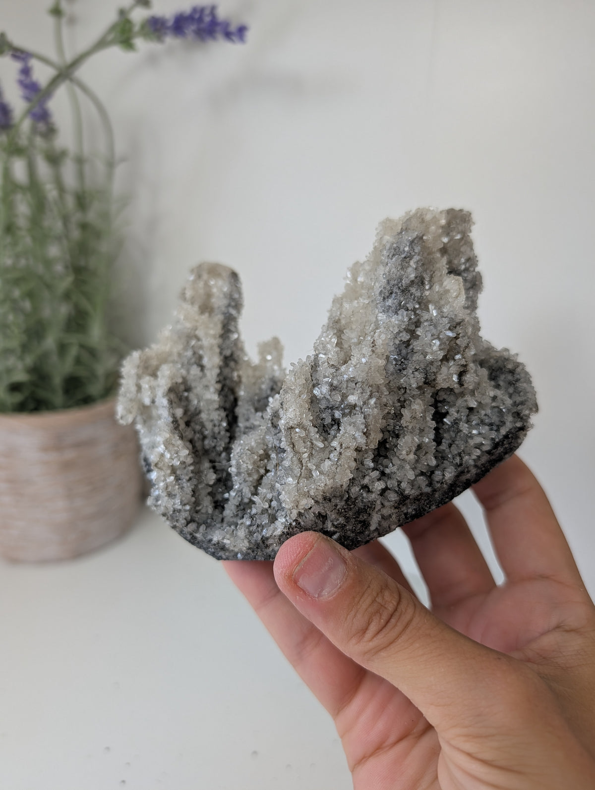 Black Chalcedony with Sugary Stilbite Specimen from Bhopal, India