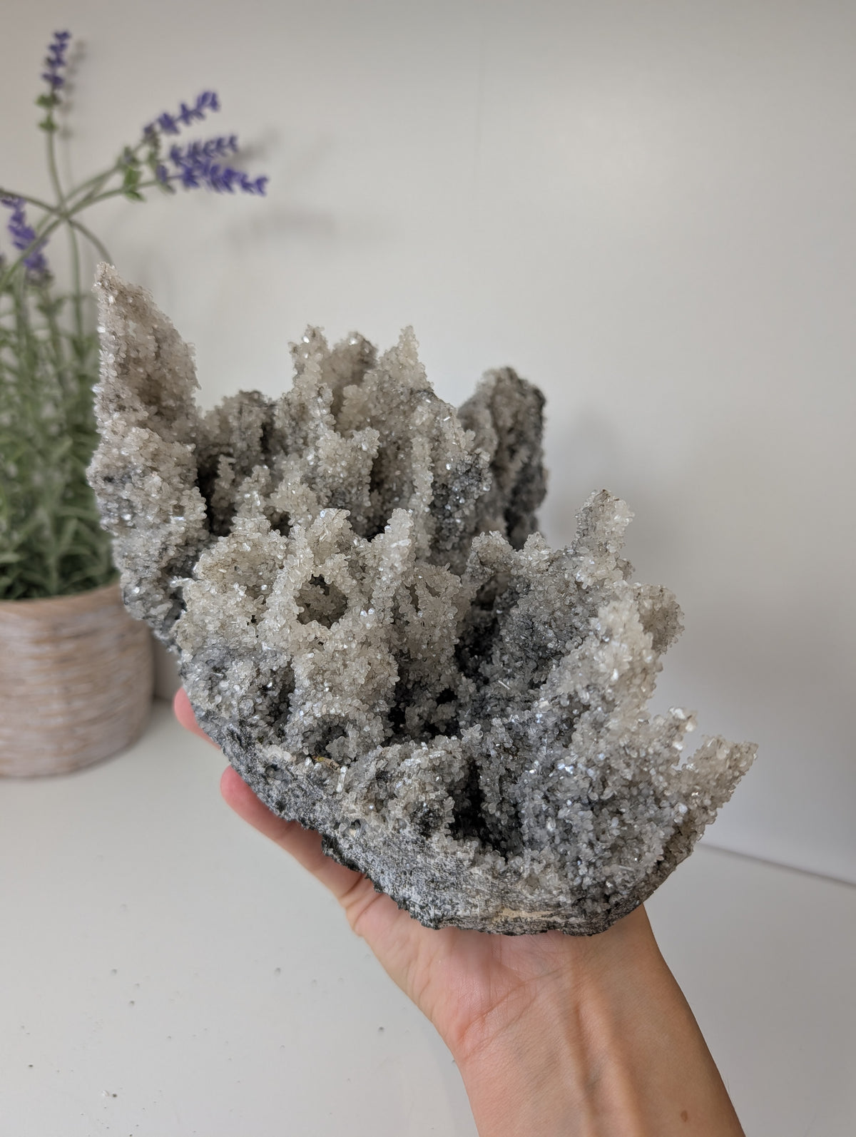 Black Chalcedony with Sugary Stilbite Specimen from Bhopal, India