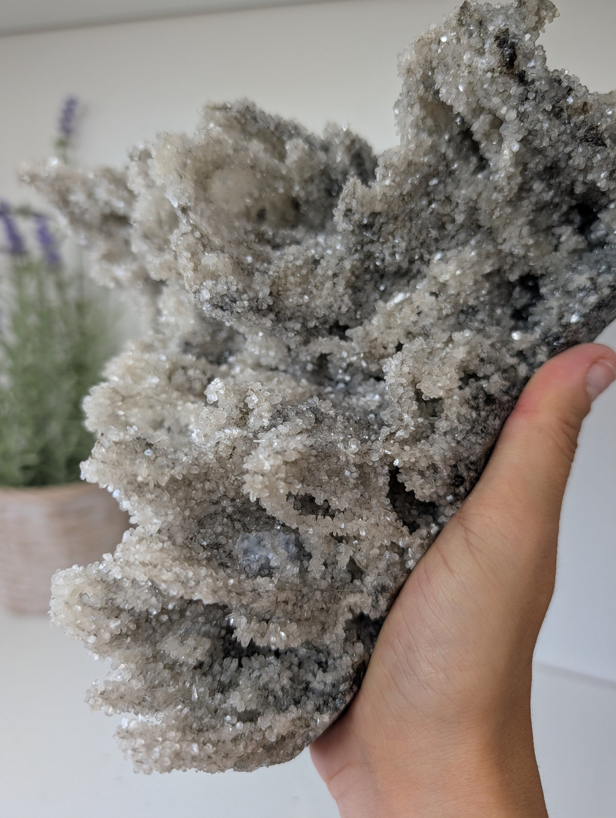 Black Chalcedony with Sugary Stilbite Specimen from Bhopal, India