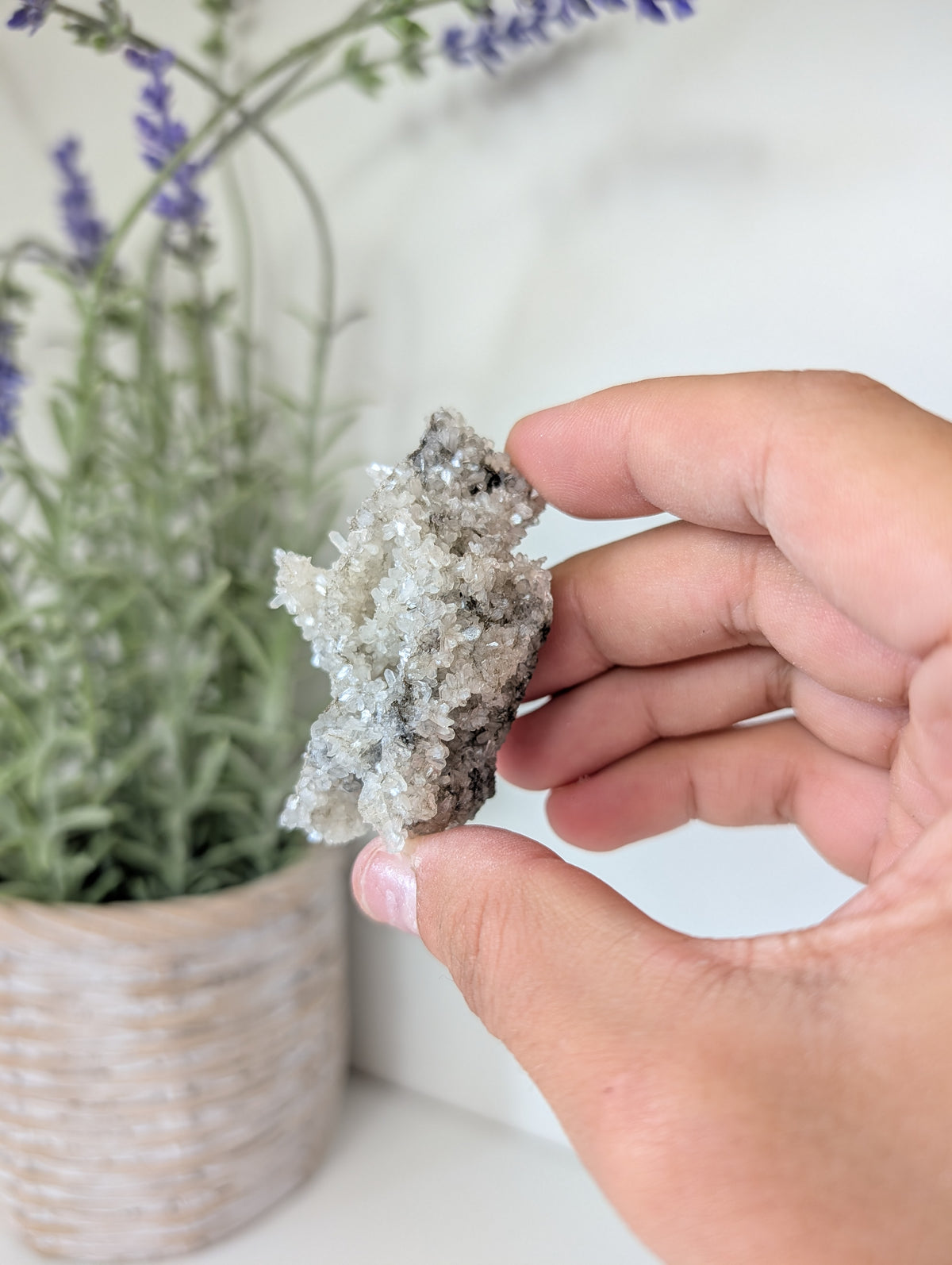Black Chalcedony with Sugary Stilbite Specimen from Bhopal, India