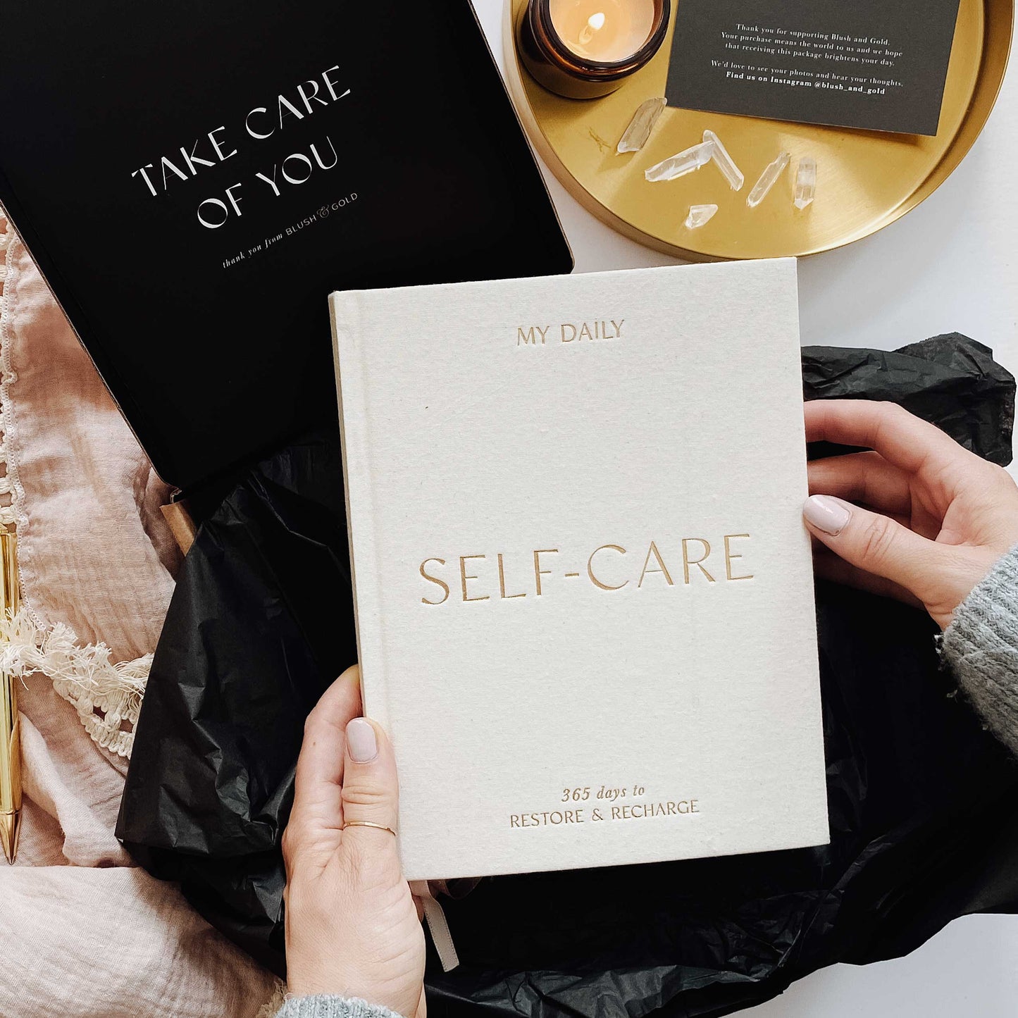(Almond) My Daily Self-Care, Reflection and Gratitude Journal by Blush & Gold - MAS3320/22