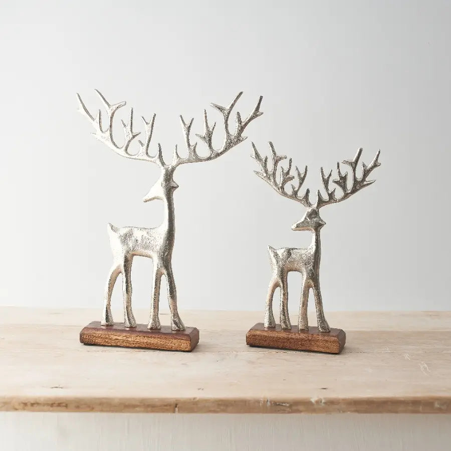 Brushed Silver Reindeer On Stand, 23cm - MAS3491/92