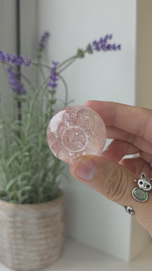 Pink Himalayan Quartz (Hematite Included) Sphere - H