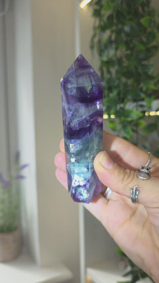 Flashy Rainbow Fluorite Tower - I