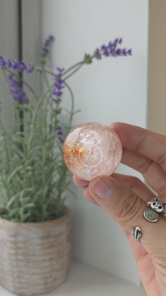 Pink Himalayan Quartz (Hematite Included) Sphere - I