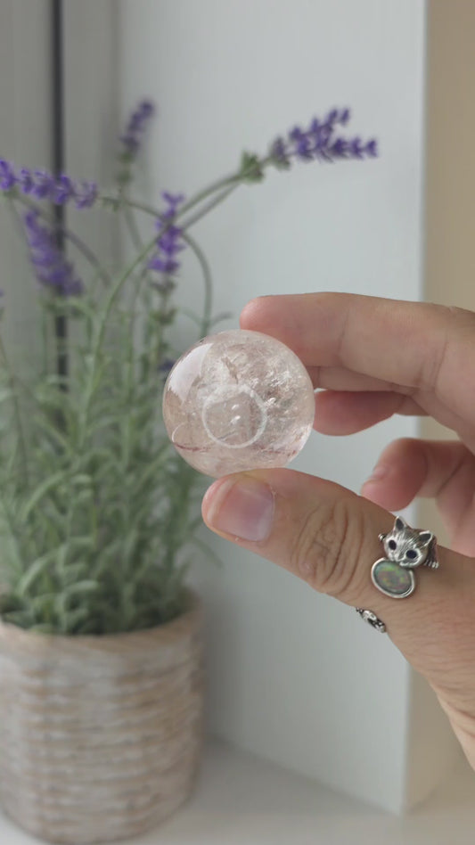 Pink Himalayan Quartz (Hematite Included) Sphere - E