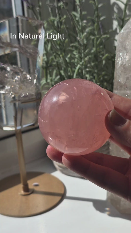High Quality Star Line Rose Quartz Sphere - A