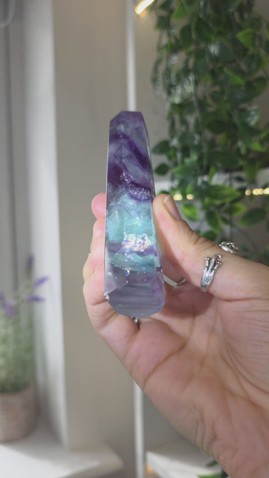 Flashy Rainbow Fluorite Tower - L