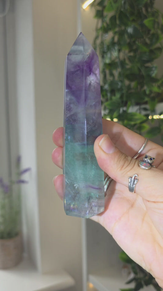 Flashy Rainbow Fluorite Tower - E