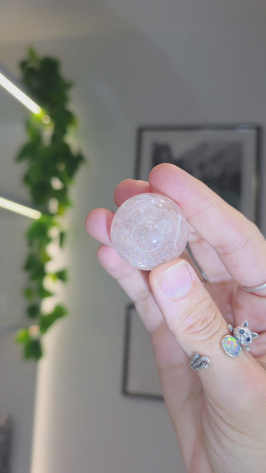 Pink Himalayan Quartz (Hematite Included) Sphere - A