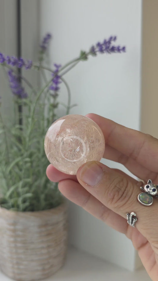 Pink Himalayan Quartz (Hematite Included) Sphere - J