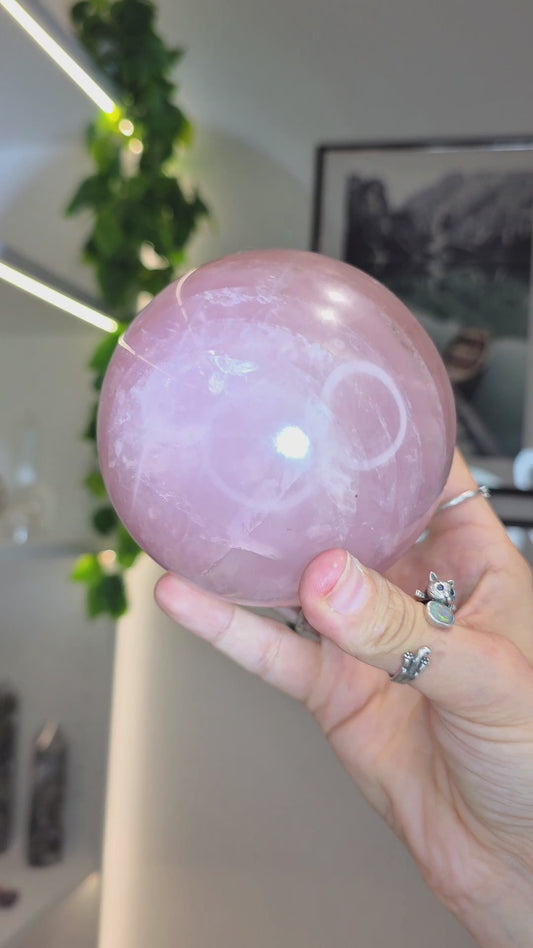 1.2kg Large Brazilian Star Line Rose Quartz Sphere