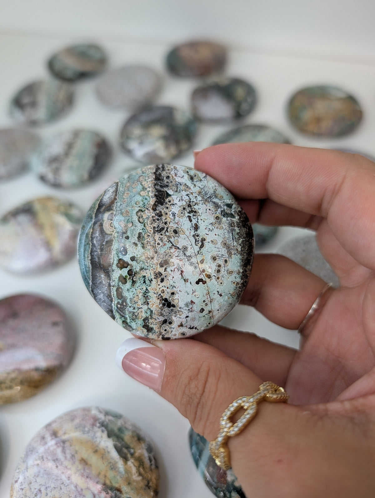 Indian Sea / Unicorn Jasper Round Palm Stone