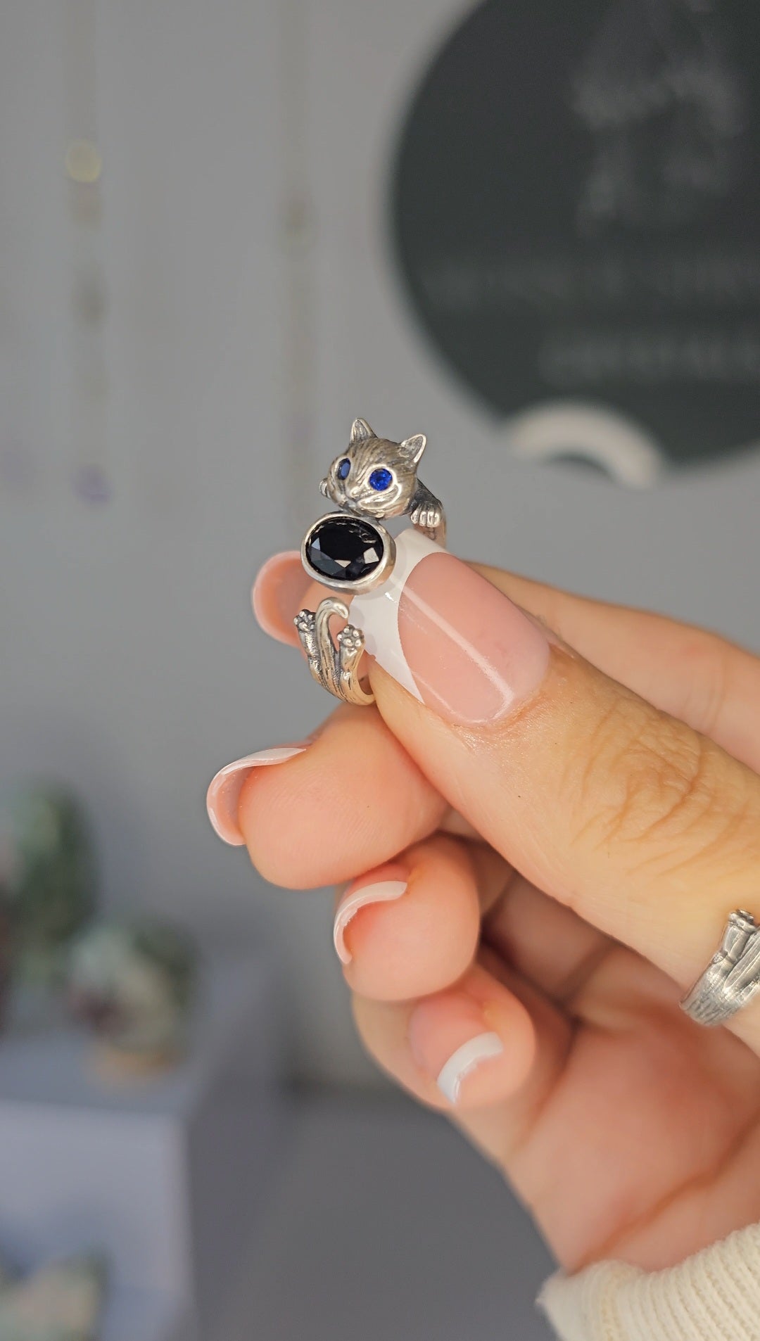 S925 Silver Adjustable Cat Ring - MAS0657
