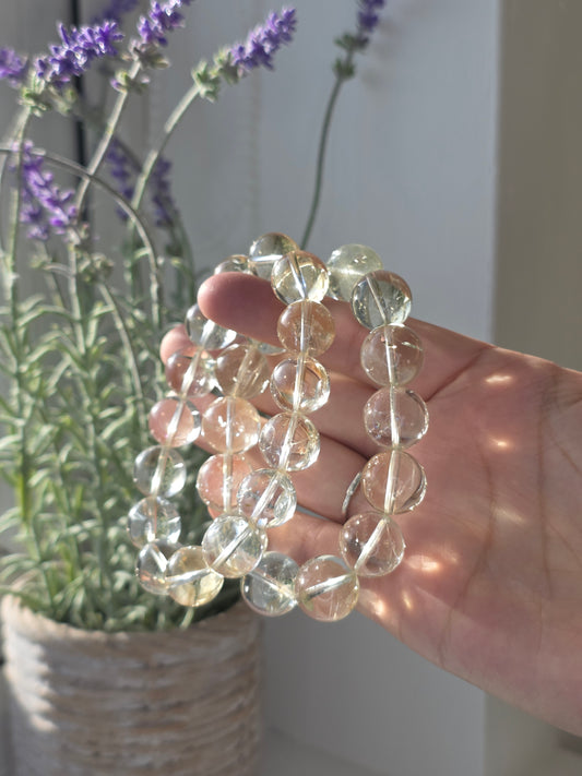 Natural Citrine - Round Bead Bracelet 14.5mm