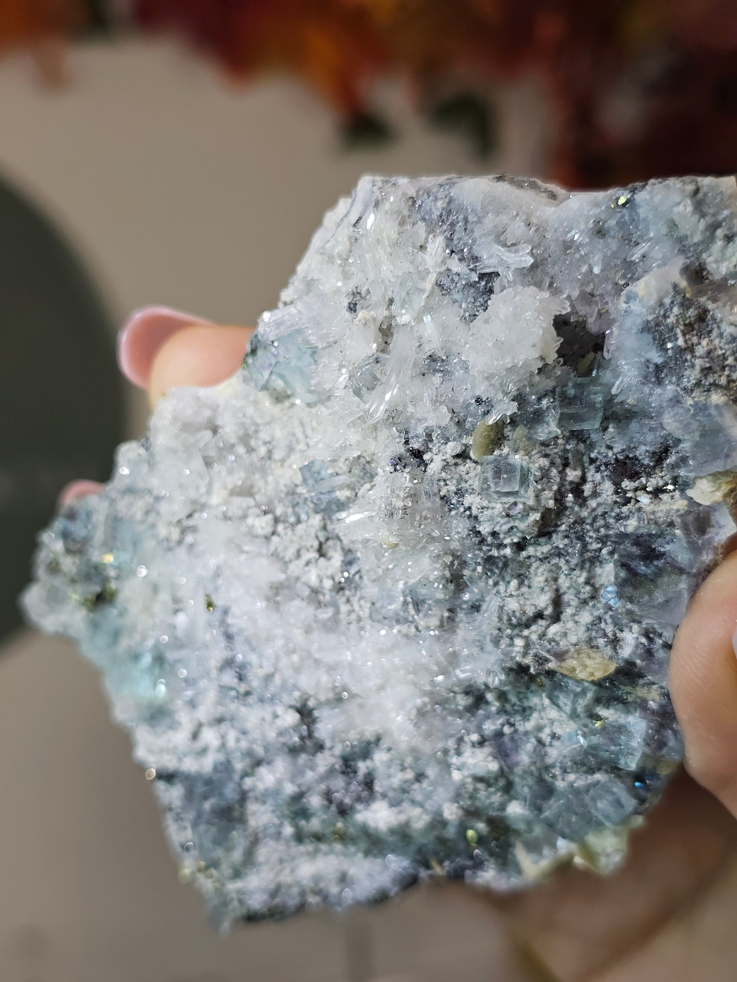 Blue Fluorite, Quartz, Pyrite and Mica on Matrix from Guizhou, China - MAS2996