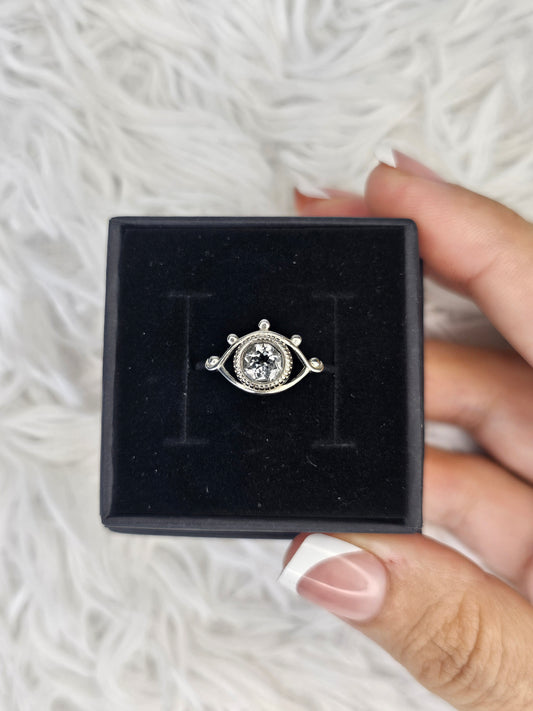 S925 Silver Adjustable Clear Quartz Ring - MAS0948