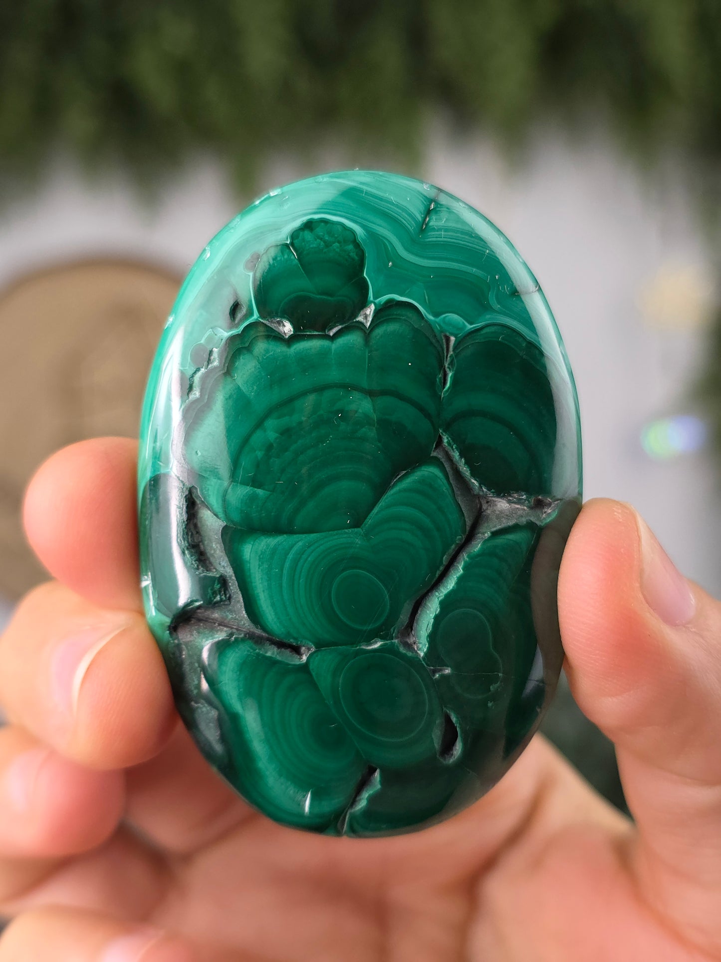 Malachite Palm Stones
