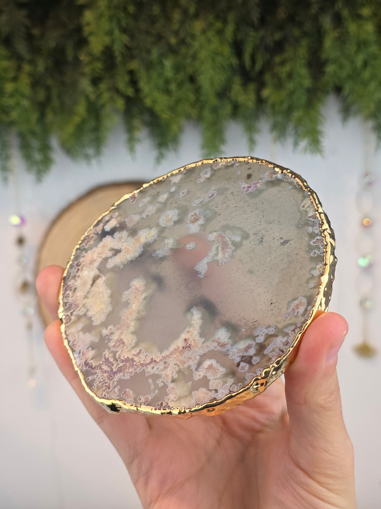 Brazilian Agate Slab with Gold Plated Edges