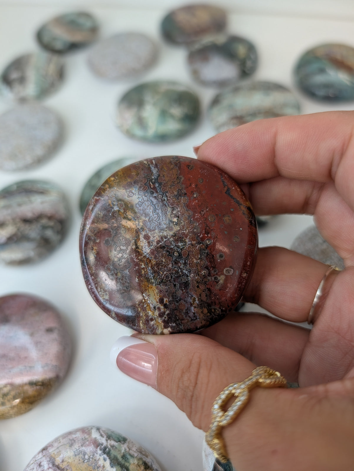 Indian Sea / Unicorn Jasper Round Palm Stone