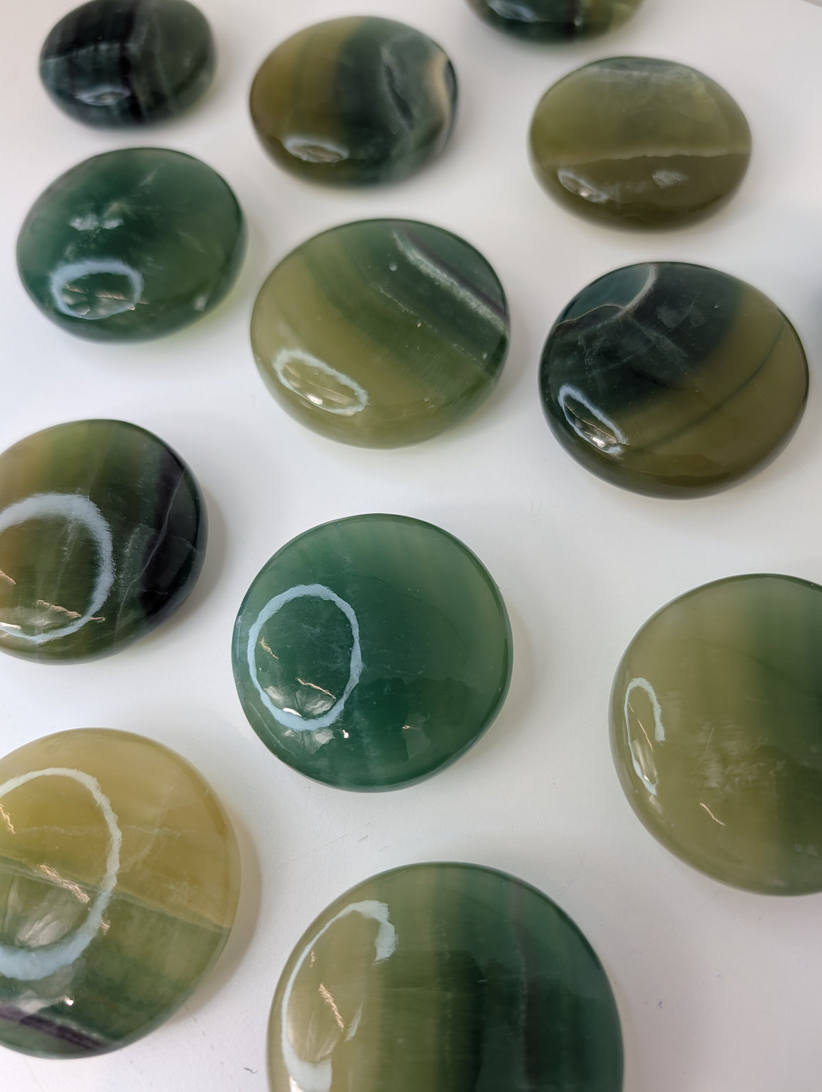 Intuitively Chosen Pakistan Pineapple Fluorite Round Palm Stones