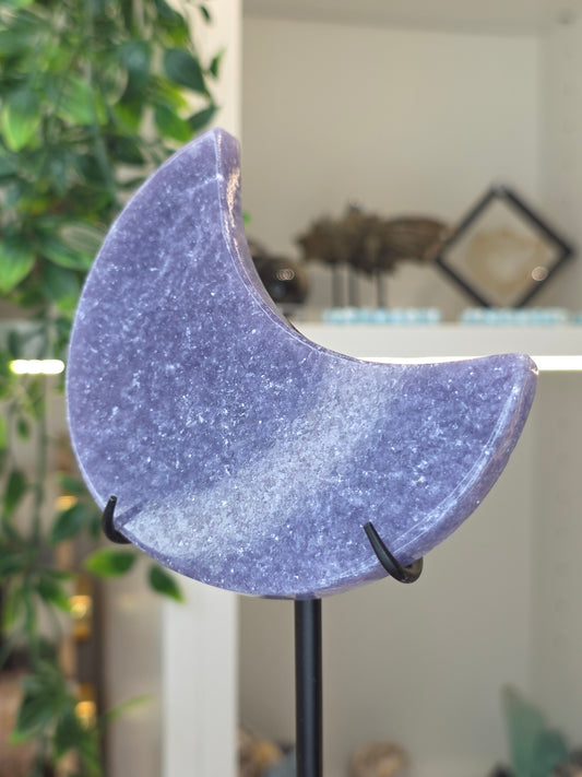 Lepidolite Moon with Black Stand - B