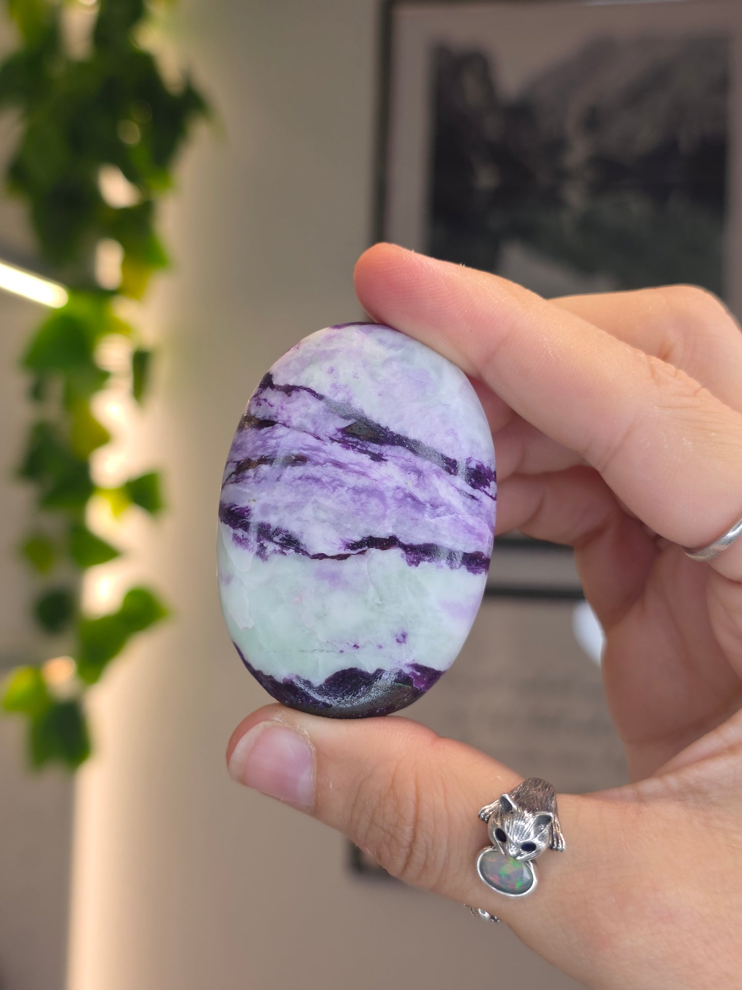 Purple Green Kammererite Palm Stones