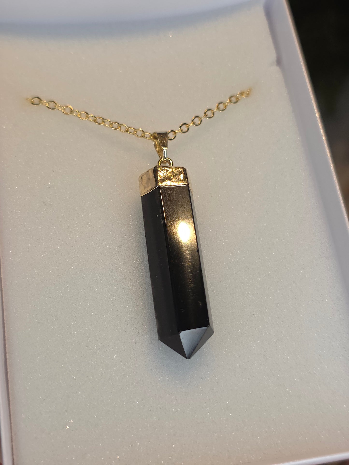 18ct Gold Plated Brazilian Obsidian Necklace D