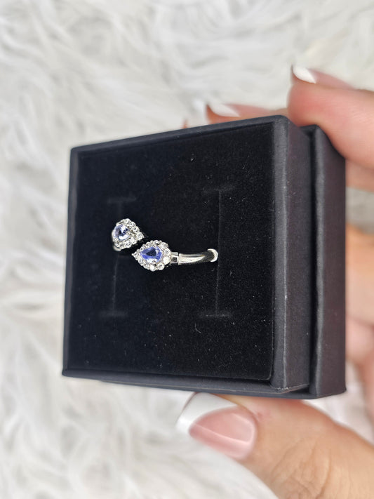 S925 Silver Adjustable Tanzinite Ring - MAS0939