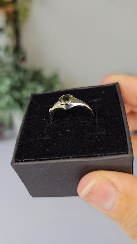 S925 Silver Moldavite Ring - MAS0610