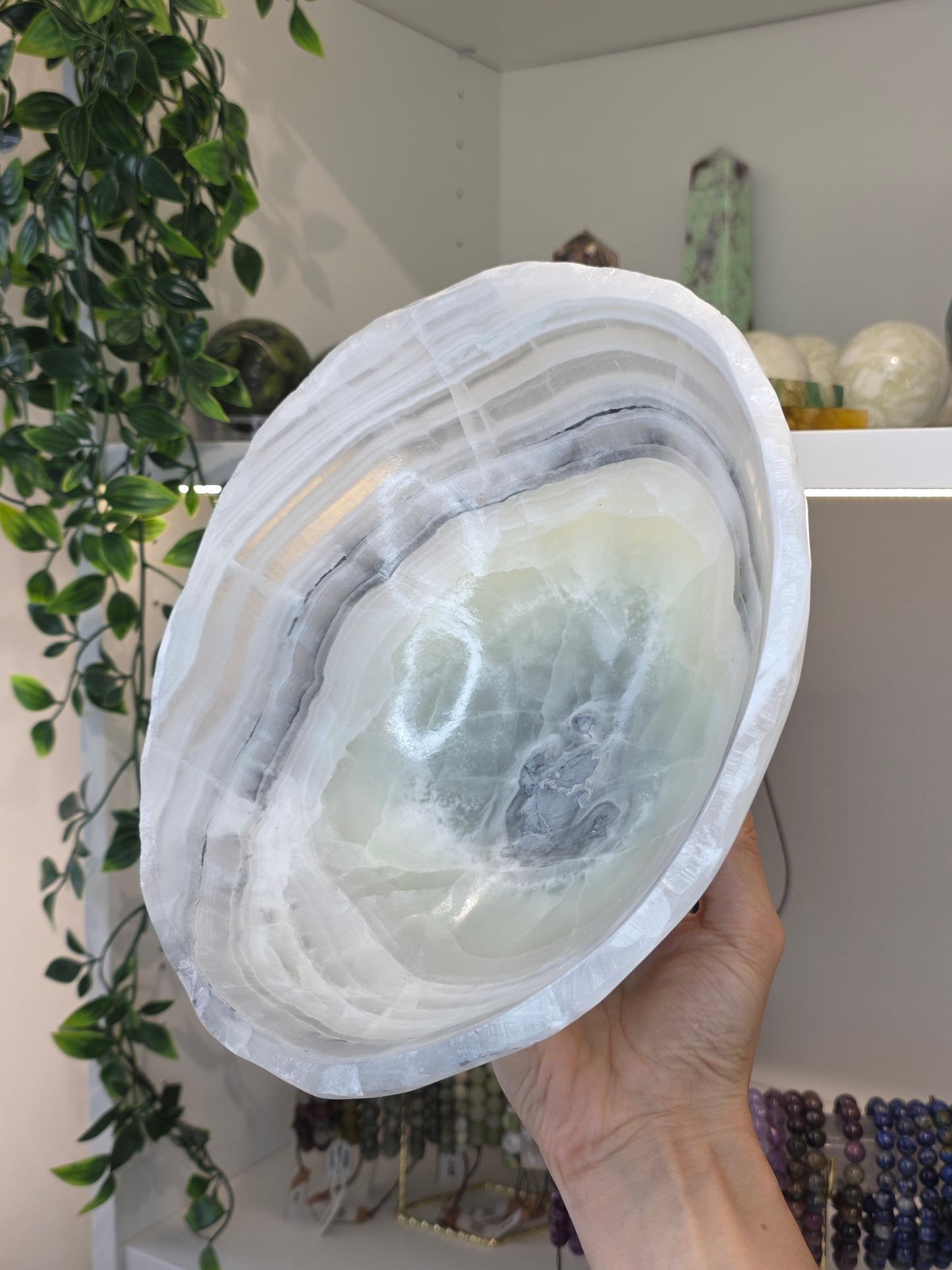 Extra Large Mexican Onyx Bowl - Green Calcite