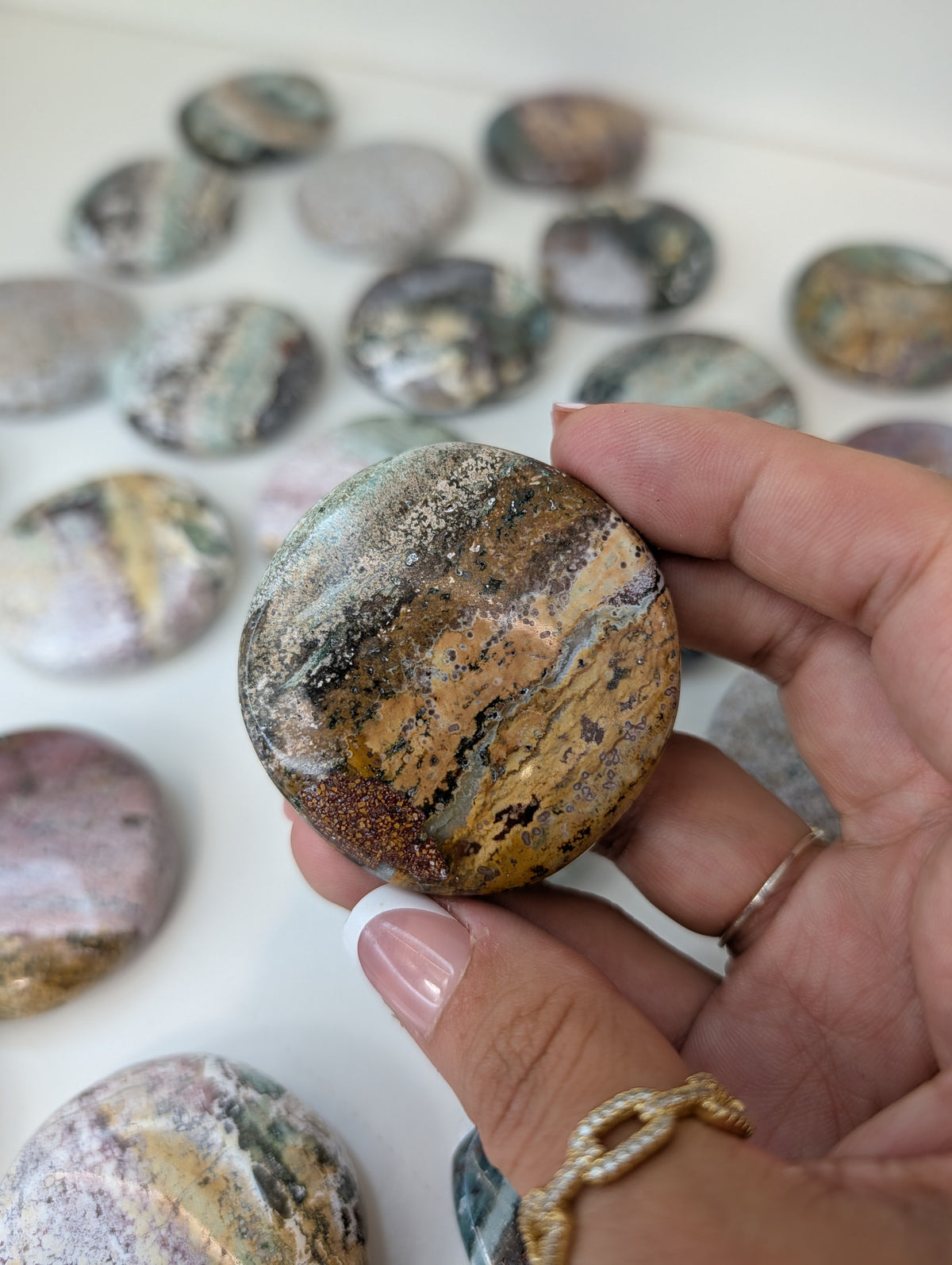Indian Sea / Unicorn Jasper Round Palm Stone