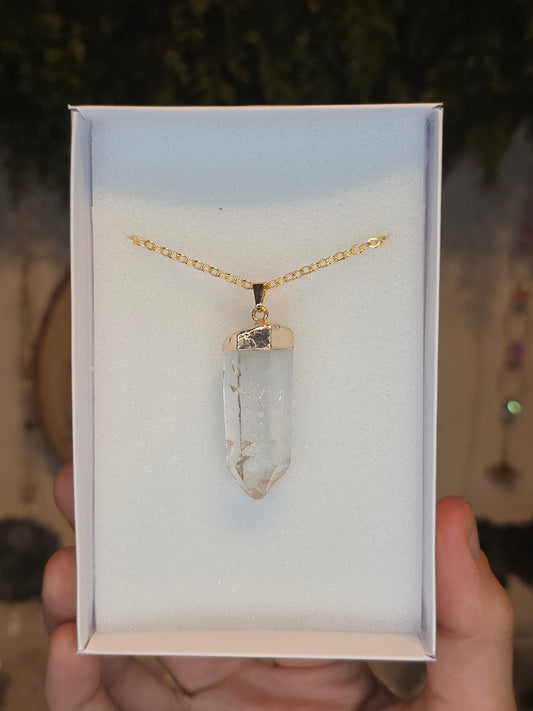 18ct Gold Plated Brazilian Lemurian Quartz Necklace C