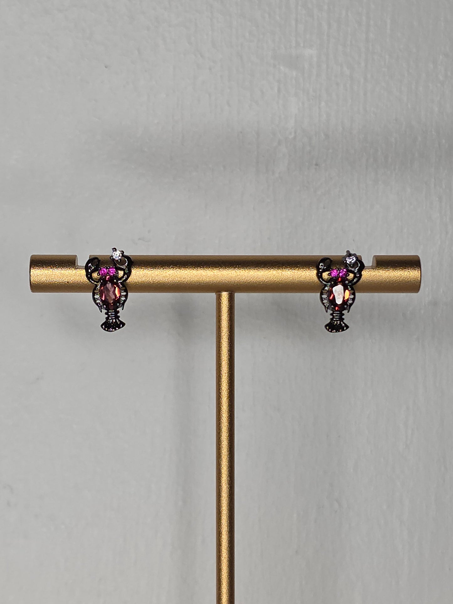Garnet Lobster Earrings with S925 Posts