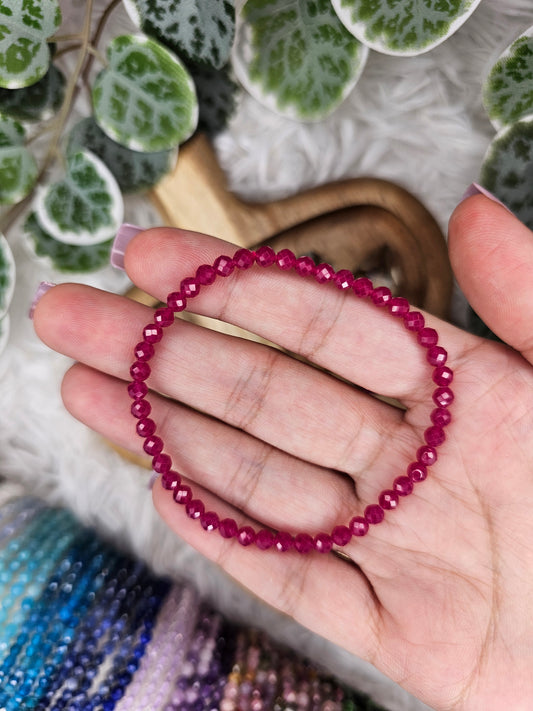 Ruby 4mm Facetted Bead Bracelet - MAS1006