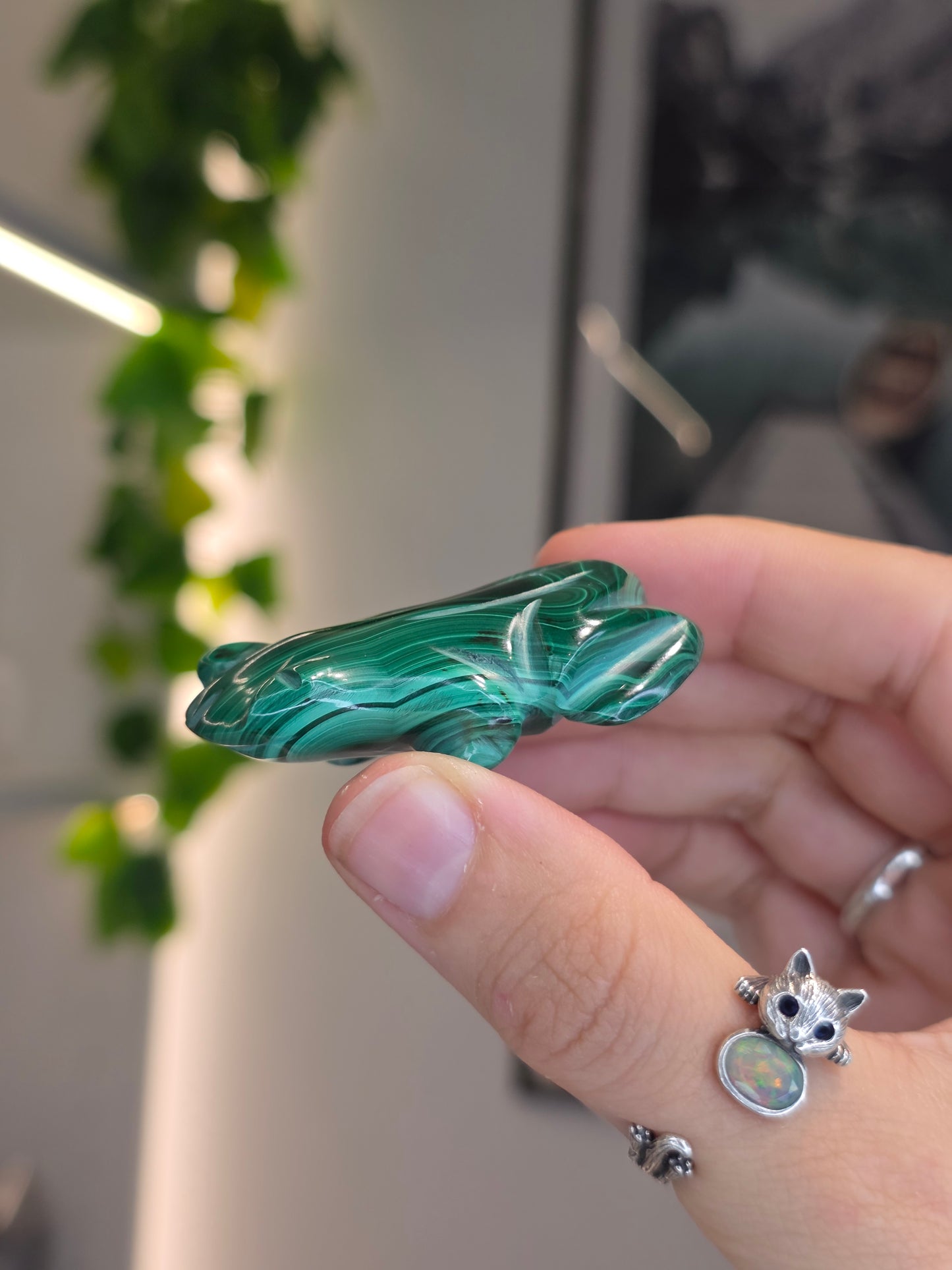 Malachite Frog Carving - B